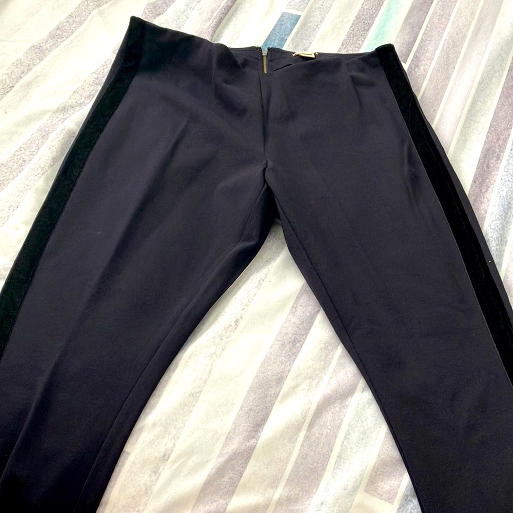 J.Crew navy pant with black velvet tuxedo stripe size 12